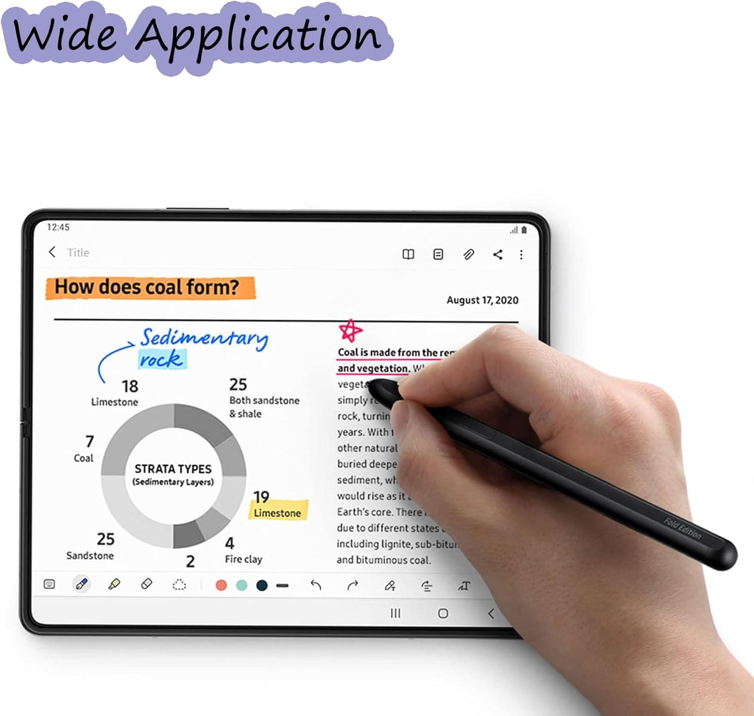 Galaxy Z Fold 4 S Pen Fold Edition, S Pen Z Fold 4.4096 Níveis de pressão, caneta Stylus de substituição para Samsung Galaxy Z Fold 4 5G + pontas/pontas (preto) EF- FF92PCBEGUS
