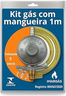 Kit registro e regulador de gás com mangueira 1m para botijão 13kg