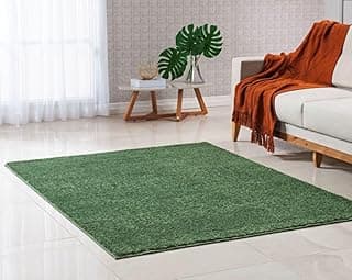 Tapete quadrado verde musgo 1,00 x 1,00 m, antiderrapante, para sala ou quarto.