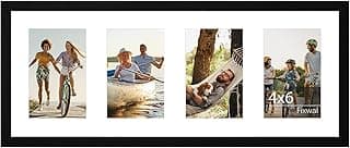 Fixwal Moldura de colagem de 20 x 50 cm com quatro aberturas para exibição de fotos de 10 x 15 cm, colagem de porta-retratos 10 x 15 cm, moldura de parede para galeria, várias molduras para decoração