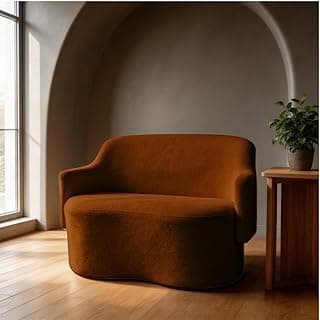 Sofá de dois lugares terracota orgânico minimalista para sala estar recepção escritório