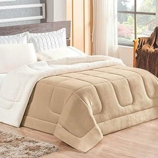 Coberdrom Queen Size Dupla Face Extra Grosso – Edredom Inverno Encorpado, Toque Macio, Conforto Térmico Premium, Aconchegante e Luxuoso (Bege)