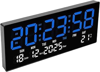 Despertador Digital, Visor LED Grande, Silencioso e Nítido, Função de Calendário, Relógio de Parede Com Função de Memória, Luz Noturna, Relógio de Mesa Preciso para Quarto e