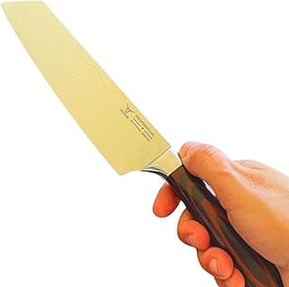 Faca de chef profissional VICIUS 20 cm, lâmina de damasco, alça ergonômica, fundo branco