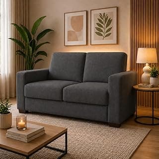 Sofá Namoradeira 2 Lugares 160 cm Moderno Confortável Sala Recepção Linho Cinza Chumbo