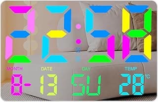 Despertador digital com 5 níveis de luz ajustável, modo soneca, calendário, display LED, relógio de mesa, relógio de parede para sala de estar, prateleira type2