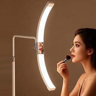 Luz de meia-lua para cílios e maquiagem com espelho refletivo
