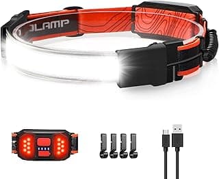 Lanterna de Farol Led, Farol de Feixe Largo de 1000 Lúmens 230 °, Lâmpada de Cabeça Recarregável USB com Luz Traseira Vermelha, Faróis Leves À Prova D'Água para Acampamento, Corrida, Caminhada,