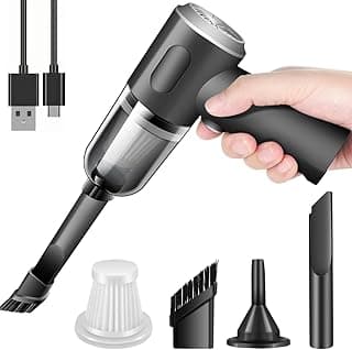 Mini Aspirador De Pó Portatil Sem Fio Automotivo Para Carro Com Acessorios Limpeza Potente e Sucção de Poeira e Pelos USB Recarregável 120W Bivolt Design 2 em 1