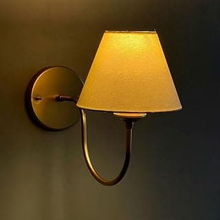 Arandela de parede curvada dourado com cúpula algodão branca