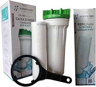 Kit filtro caixa d'água com refis e tampa verde, fundo branco