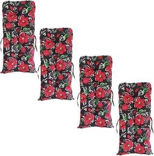 Kit com 4 almofadas assento 95x45 cm com estampa floral vermelha e verde