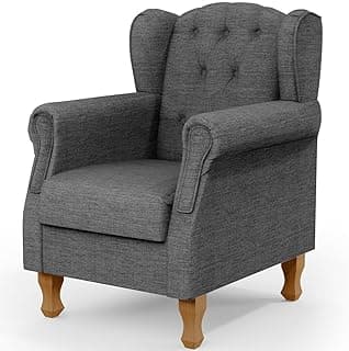 Poltrona Decorativa Para Sala de Estar Yara P02 Linho Cinza Escuro - Lyam Decor