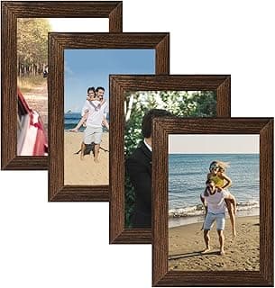 Kit 4 Porta Retrato Moldura e vidro Tabaco 10x15 com fotos de praia