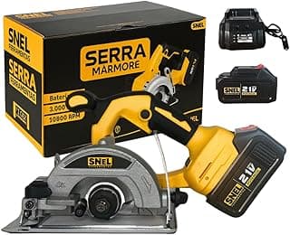 Serra Circular Marmore Portátil 21V, 3 Velocidades, Ângulo Ajustável, 1 Baterias, 3 Lâminas – Alta Precisão e Versatilidade