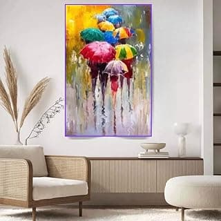 Quadro Decorativo Em Tela Abstrato 100x70 Para Sala Guarda Chuva Aquarela Canvas