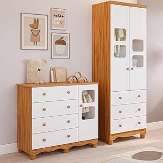 Quarto de Bebê Completo Guarda Roupa Uli 2 Portas Cômoda Uli Peroba