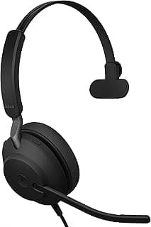 Fone de ouvido Jabra Evolve2 40 MS mono preto com microfone em forma de boom