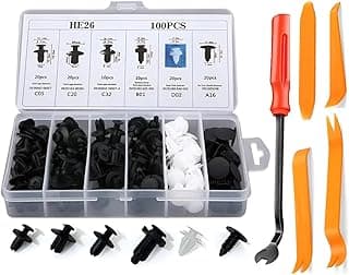 Kit de presilhas e grampos universais para carro com 100 peças e ferramentas de remoção