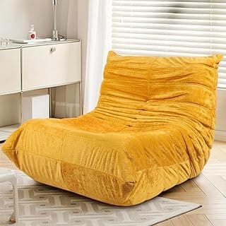 Sofá de chão preguiçoso laranja, veludo, modular, viscoelástico, para sala de estar, quarto, escritório