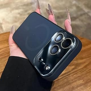 Capa magnética para iPhone 15 Pro em preto com janela grande e proteção para carregamento