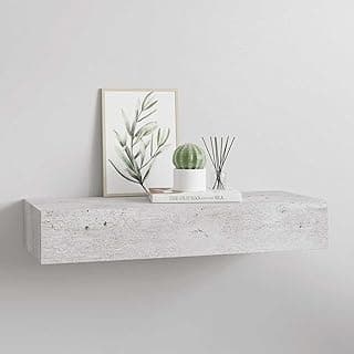 Prateleira de gaveta montada na parede - Armário flutuante cinza concreto de 60 x 23,5 x 10 cm - Rack de armazenamento elegante para sala de estar e quarto - Unidade moderna de exibição de parede