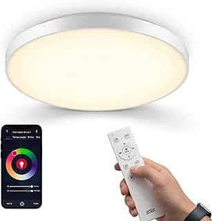 Luminária de teto LED inteligente com controle remoto e smartphone