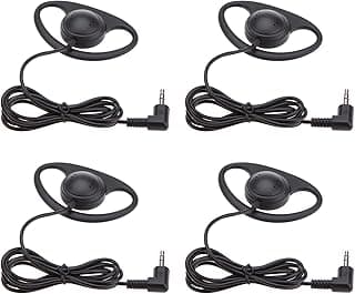 Eacam Fone de Ouvido único Fone de Ouvido Mono para Escritório Com Fio 3,5 Mm Em Forma L Gancho Dobrável Com Driver 23 Mm para Reu (4 unidades)