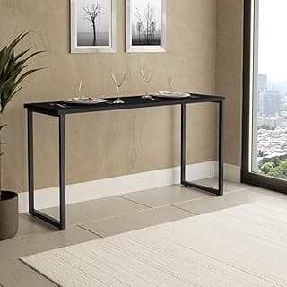 KLM Móveis Mesa de Jantar Industrial, 120x45cm para 2 Lugares, Preto, 120cm Largura x 45cm Profundidade x 75cm Altura, 12kg, Suporta até 15kg, Estrutura Metálica, Tampo MDF 12mm
