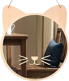 Espelho infantil de plástico em forma de gato para parede, pendurado, acrílico, não vidro, inquebrável, decorativo para sala de jogos.
