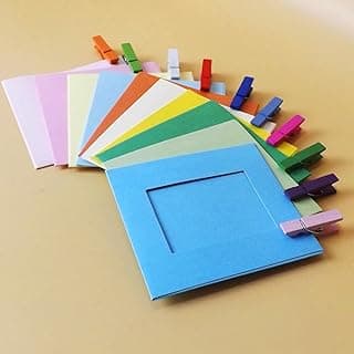 Porta-retratos de papel colorido com clipes para decoração de casa