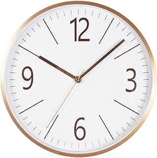 Relógio de parede minimalista moderno com números 3, 6, 9 e 12 destacados em rose gold