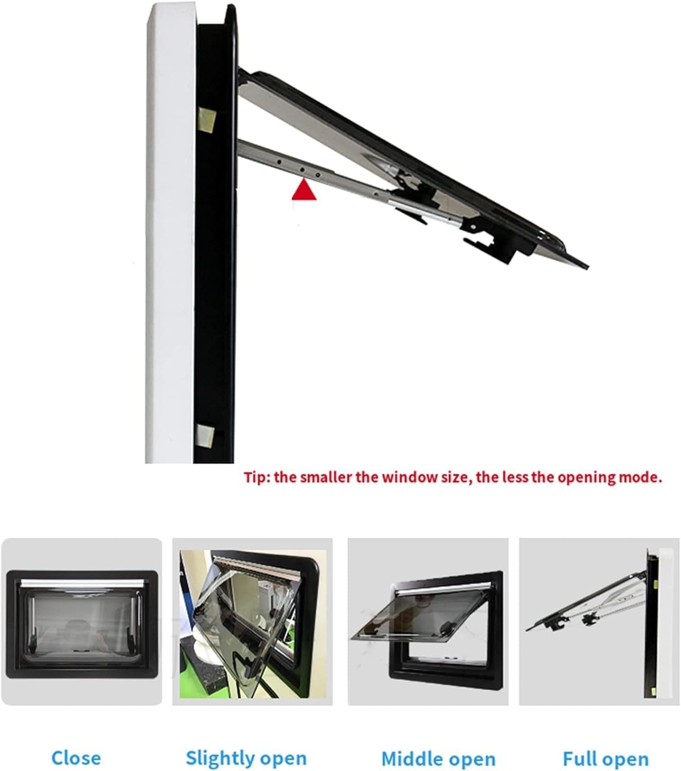 Janela Externa com Dobradiça Superior e Persiana Integrada 45x50cm Branca para Motorhome