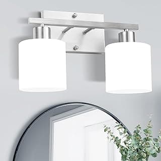 Luminárias de parede modernas de níquel escovado com cúpulas de vidro branco leitoso