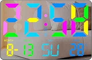 Relógio Despertador com Luz Ajustável Modo Calendário e Display LED de Mesa Parede Multifuncional Exibição Temperatura