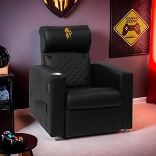 Poltrona Gamer Sparta Com Encosto Reclinável E Carregador Usb Cor:preto/dourado