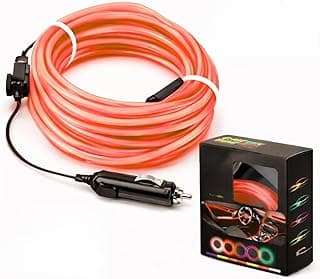 Fita LED Neon vermelha de 5M para iluminação ambiente automotiva com plugue de cigarro
