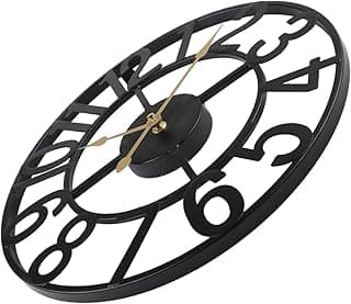 Relógio de parede vintage preto com números grandes, estilo rústico, para jardim e área de piscina