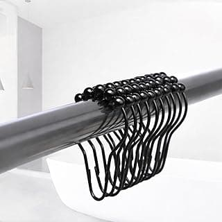 12 peças de ganchos de cortina de chuveiro de aço inoxidável resistente à ferrugem anel de chuveiro impermeável para enrolar cortina de banheiro, 3,5 cm L 7 cm C (preto)