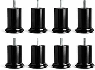 Kit Pés Redondos Para Sofá, Cama Box, Puff e Móveis de Madeira 6cm x 6cm - Preto, Polietileno, Parafuso Universal 5/16, Não Danifica o Piso (8)