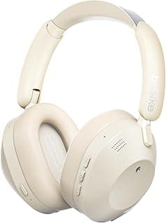 Fone de ouvido Bluetooth bege claro com ANC e modo ambiente, B-sike