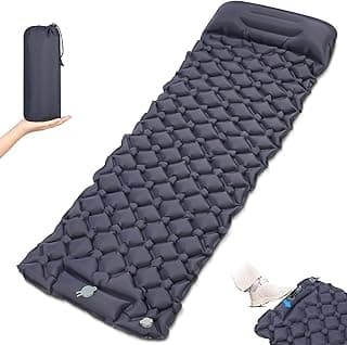 Colchão inflável solteiro azul escuro para camping com bolsa de armazenamento