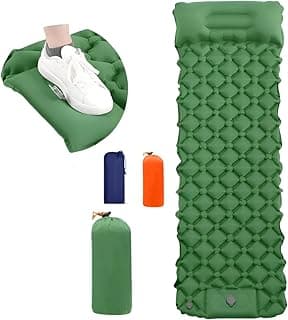 Colchonete Camping Colchão Inflável Solteiro, Praticidade e Conforto,Acampamento Acessorios (Verde)