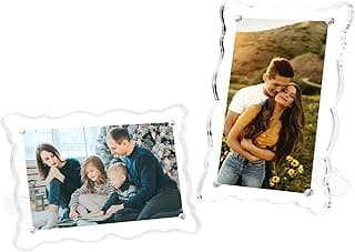 Porta-retrato de acrílico transparente 10 x 15 cm com fotos de família
