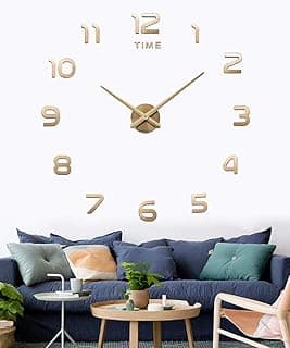 Relógio de parede grande dourado, design moderno, números 3D, decoração sala de estar
