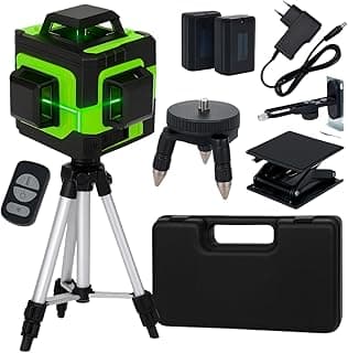 Nível A Laser 12 Linhas 40m 3D Verde Recarregável 2 Baterias Tripé Profissional Com Maleta Reforçada