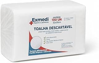 Lenços descartáveis brancos com 100 unidades, higiene e proteção, tamanho 32x29cm