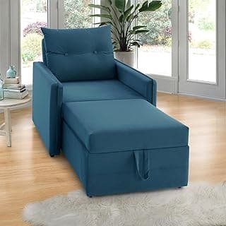 Poltrona Icaria 3 em 1 Poltrona Chaise Cama Azul Estofama