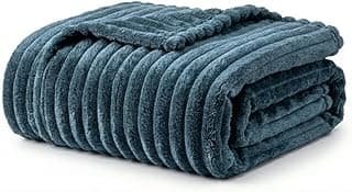 Cobertor Casal Canelado Azul Escuro Microfibra