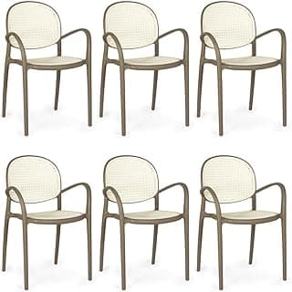 Kit 6 Cadeiras de Jantar Roma com Braço para Sala e Cozinha - Branco/cinza Escuro